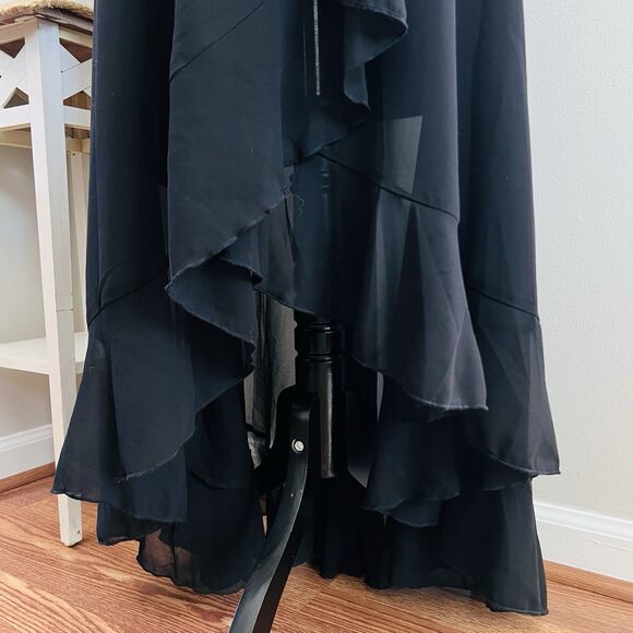 SheIn Curve Long Black Chiffon Ruffle Goth Morticia Addams Gothic Dress Plus 1XL - Picture 5 of 8